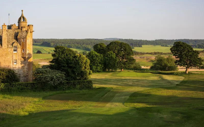 Tom Doak’s Old Petty Course Set for Summer Debut at Cabot Highlands 400-year-old Castle Stuart on golf course.