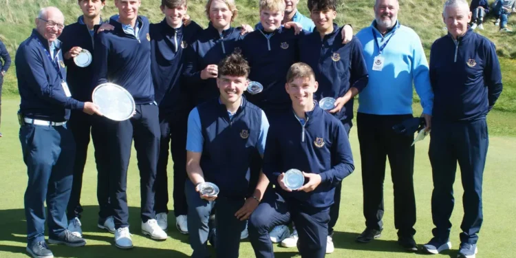 Cheshire Boys Retain Four Counties Junior Golf Title a group of golfers posing for a photo