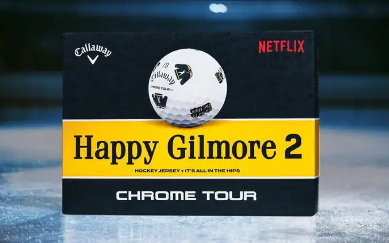 Limited-Edition Happy Gilmore Hockey Stick Putter and Balls a gift box with a golf ball on it