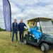 Recycling UK Ltd Sponsor Hope House Charity Golf Day a man standing next to a person in a golf cart
