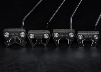 a row of golf clubs