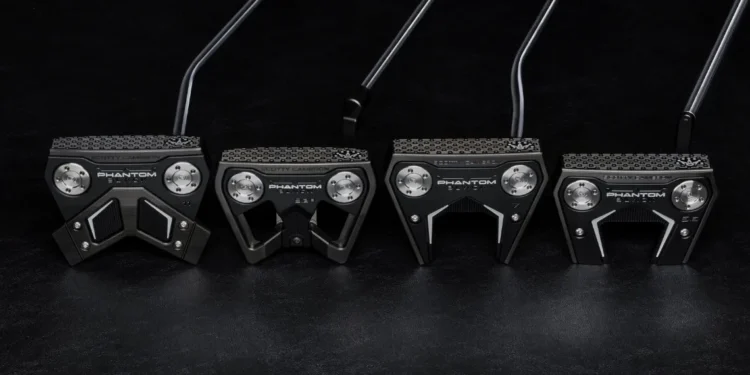 Scotty Cameron New Limited-Edition Phantom Black Putters a row of golf clubs