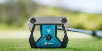 TaylorMade Spider ZT putter showing anodised blue sole and high-MOI design.