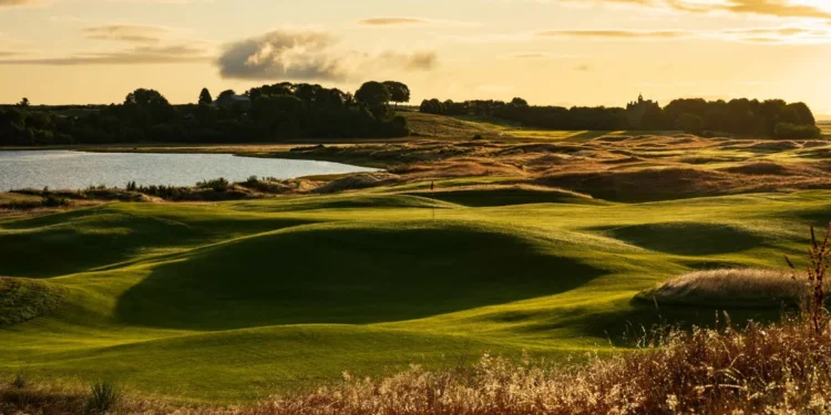 Tom Doak’s Old Petty Course Set for Summer Debut at Cabot Highlands a golf course with a lake and trees