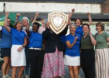 Sale ladies rule on the Mersey a group of women holding a shield