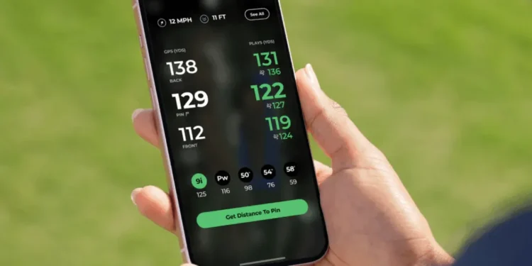 Arccos Unveils AI-Powered Smart Laser Rangefinder Golf app displaying distance and stats