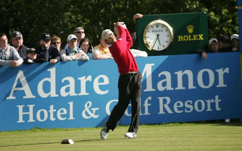 Adare Manor to Stage 2027 Ryder Cup Centenary Golfer swinging at Adare Manor event.