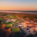 Stunning coastal golf course at sunset.