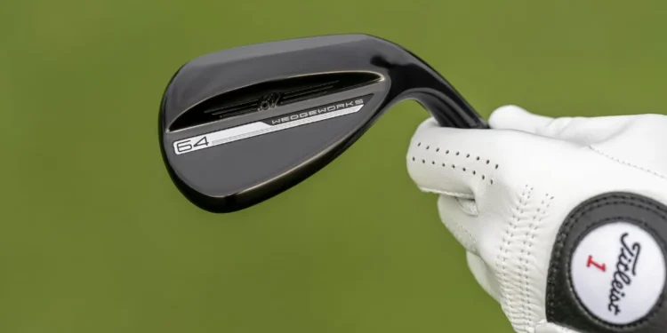 Vokey WedgeWorks 64 T Grind lob wedge with Black Vapor finish.