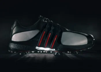 Stylish black and silver golf shoe