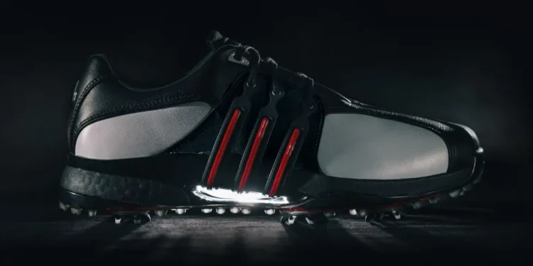 Stylish black and silver golf shoe