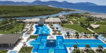 Hilton Dalaman 18-hole championship golf course construction site December 2025 Mediterranean Sea views Turkey.