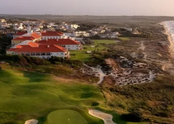anoramic view of the West Cliffs golf course dunes and Atlantic coastline