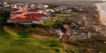 anoramic view of the West Cliffs golf course dunes and Atlantic coastline